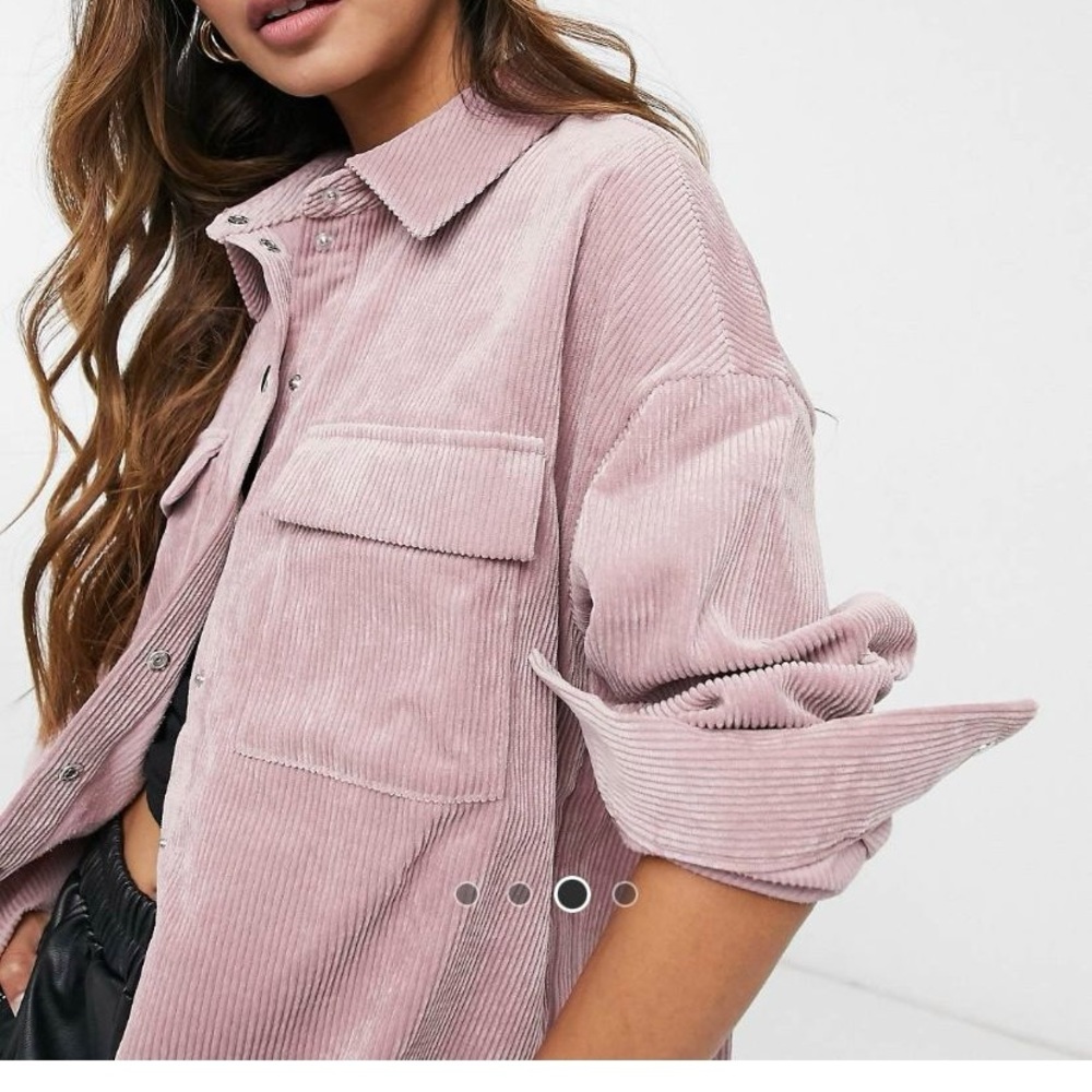 Vero Moda cord shacket in pink.